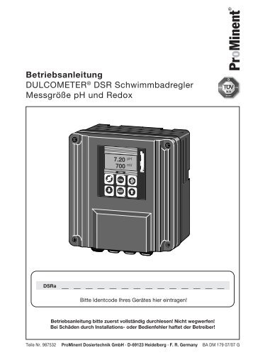 Betriebsanleitung - DULCOMETERÂ® DSR ... - ProMinent