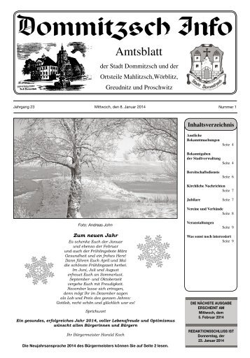 Amtsblatt Januar 2014 (pdf | 1,69 MB ) - Stadt Dommitzsch