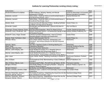 Institute for Learning Partnership Lending Library Listing