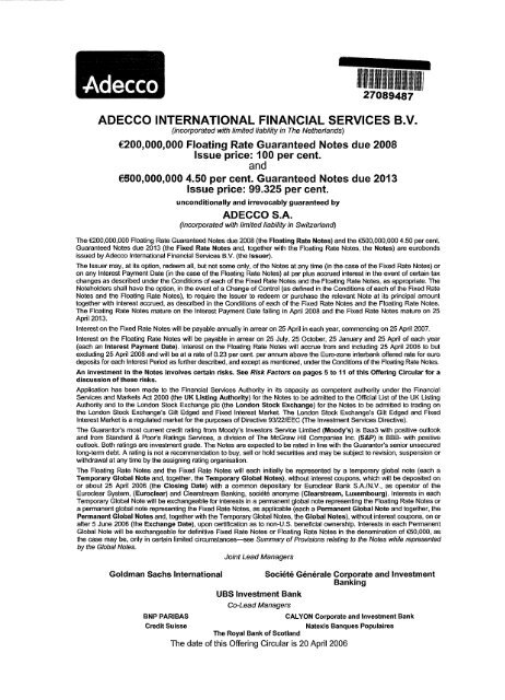 Adecco International Financial Services B V