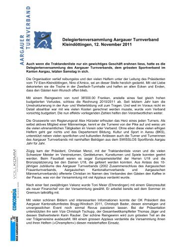 Delegiertenversammlung Aargauer Turnverband KleindÃ¶ttingen, 12 ...