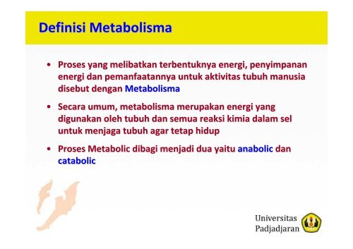 Metabolisme Tubuh - Fisika Universitas Padjadjaran