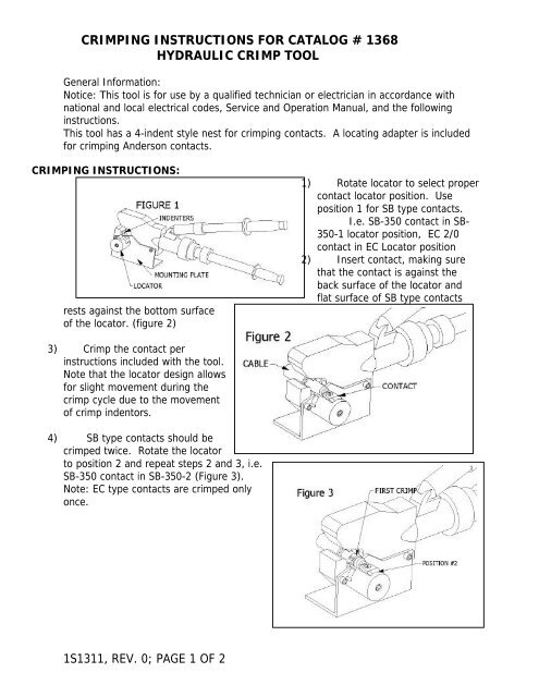 crimping instructions for catalog # 1368 hydraulic crimp tool - Atech ...