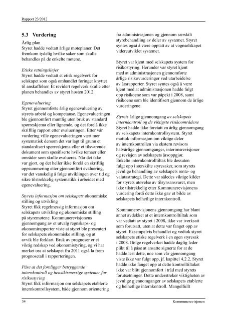 Rapport 23/2012 Anskaffelser og internkontroll i Oslo Vognselskap AS
