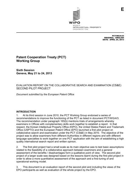 Patent Cooperation Treaty (PCT) Working Group - WIPO