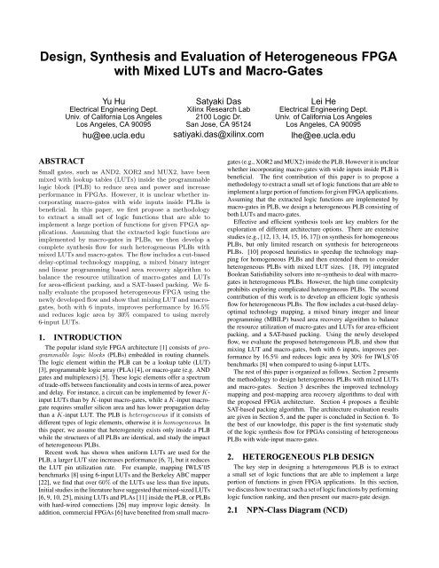 Design, Synthesis and Evaluation of Heterogeneous FPGA with ...