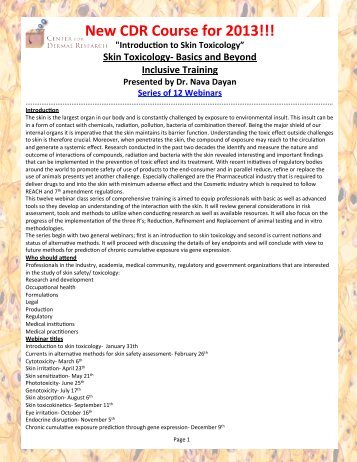 Introduction to Skin Toxicology - New Jersey Center for Biomaterials