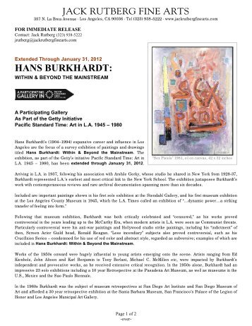 HANS BURKHARDT: - Jack Rutberg Fine Arts