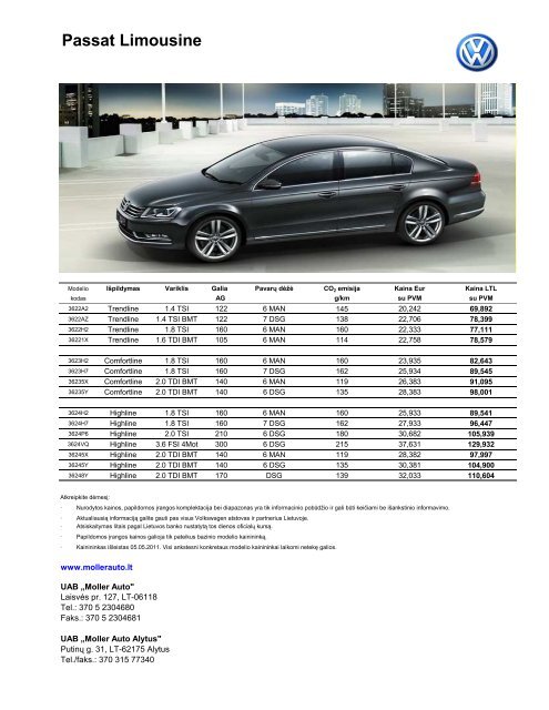 Passat Limousine - Moller Auto Alytus