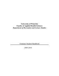 The Recreation and Leisure Studies Graduate Student Handbook