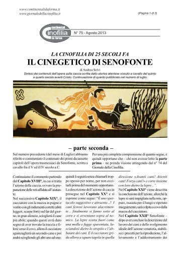 IL CINEGETICO DI SENOFONTE - Giornaledellacinofilia.it