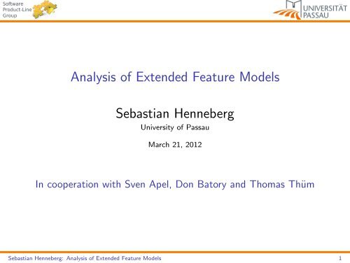 Analysis of Extended Feature Models - In cooperation with Sven ...