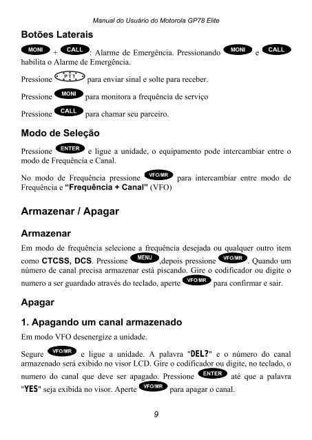 Manual Motorola GP78 Elite - Portugues - PP5-CL