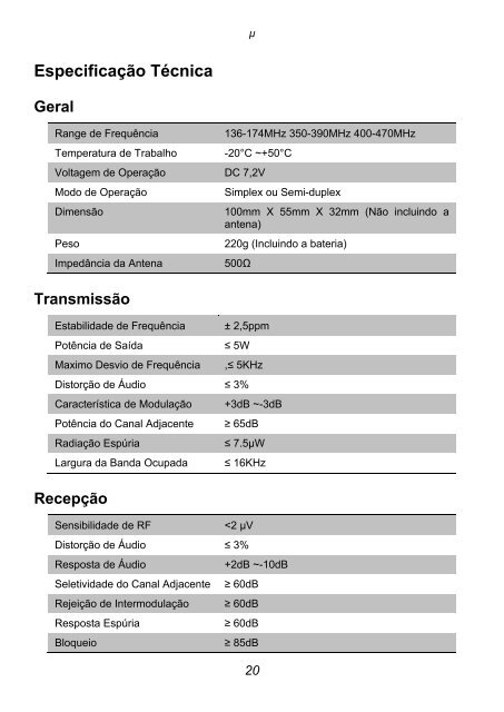 Manual Motorola GP78 Elite - Portugues - PP5-CL