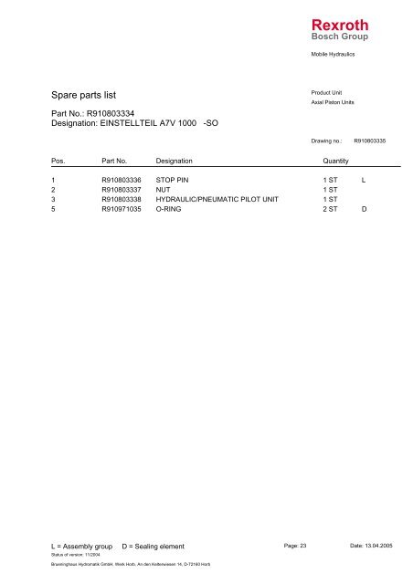 aa7v-sl1000hd51lzhod - DDKS Industries, hydraulic components ...