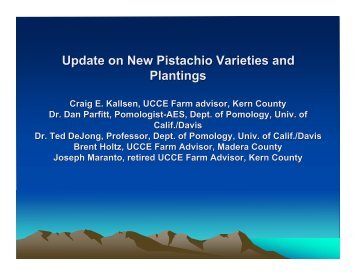 New Pistachio Varieties - Kings County