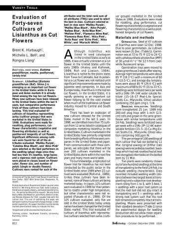 Evaluation of Forty-seven Cultivars of Lisianthus as Cut Flowers