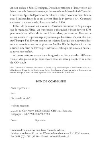 Guy Poitry, Dessalines - Editions d'En bas