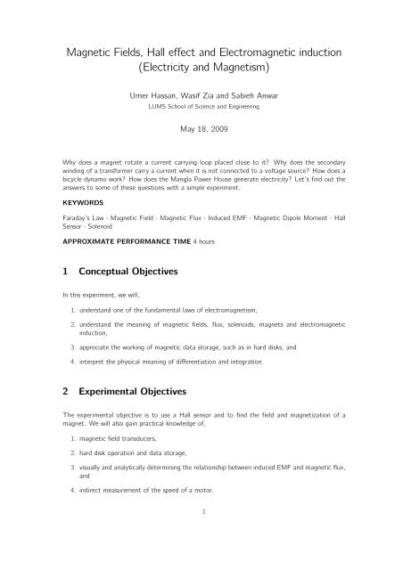 Magnetic Fields Hall Effect And Electromagnetic Induction