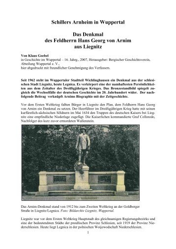 Schillers Arnheim in Wuppertal Das Denkmal ... - Familie von Arnim