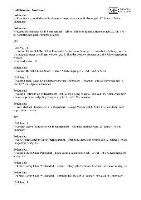 Protokoll 1754 - Memoria Medicinae - Medizinische Universität Wien