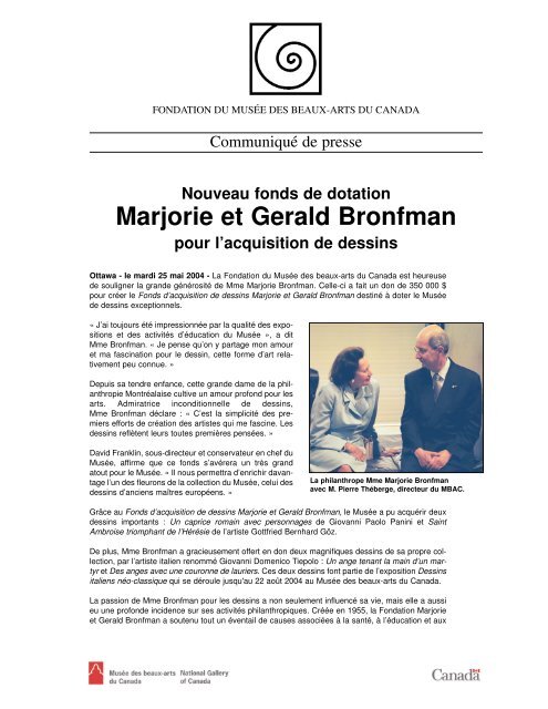 Marjorie et Gerald Bronfman - National Gallery of Canada