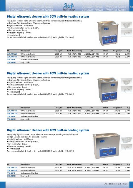 Digital ultrasonic cleaner with 50W built-in heating - a*f switzerland