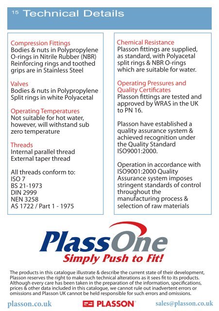 PlassOne Push Fittings - Peak Pipe Systems