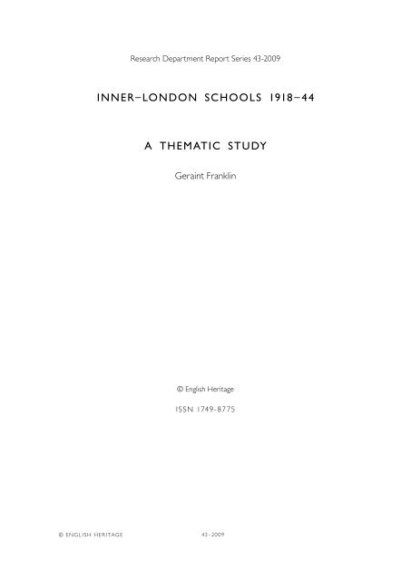 innerâlondon schools 1918â44 a thematic study - English Heritage