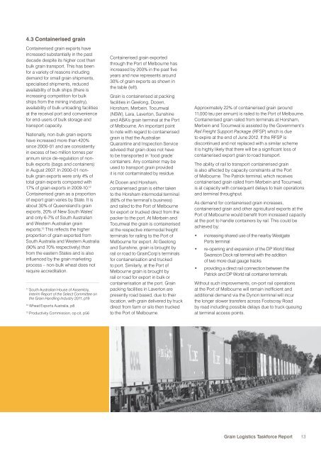 Grain Logistics Taskforce Report - Department of Transport