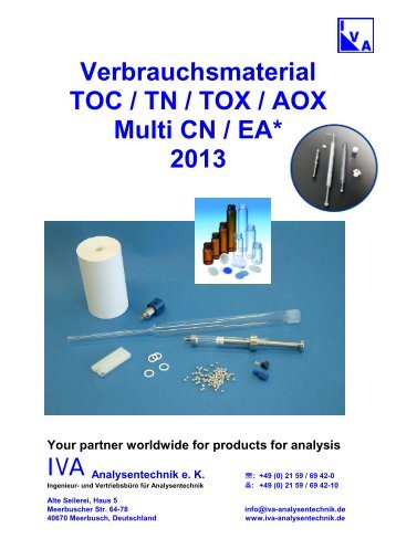 Verbrauchsmaterial TOC / TN / TOX / AOX Multi CN / EA* 2013 - IVA ...