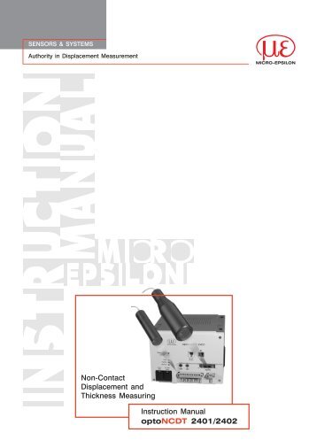 Manual optoNCDT 240x (PDF, 2.5 MB) - Micro-Epsilon