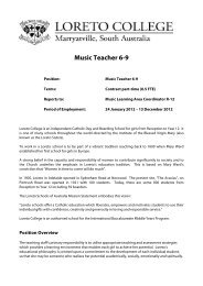 Music Teacher 6-9 - Loreto College