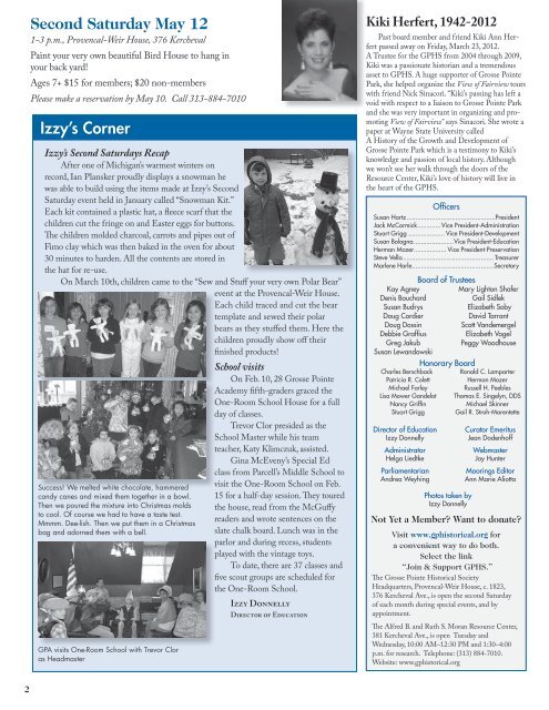 2012 Spring - Volume 29 No.1 - Grosse Pointe Historical Society