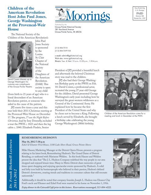 2012 Spring - Volume 29 No.1 - Grosse Pointe Historical Society
