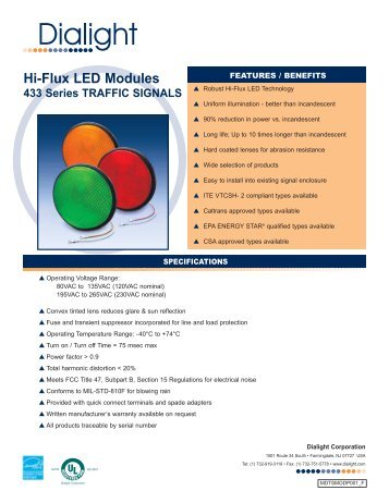 Hi-Flux LED Modules 433 Series TRAFFIC SIGNALS - Econolite