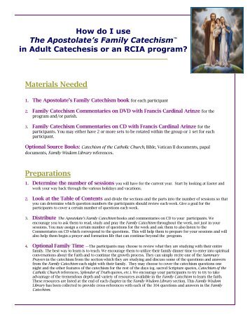 RCIA or Adult Faith Formation - Apostolate for Family Consecration