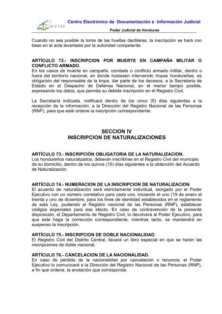 LEY DEL REGISTRO NACIONAL DE LAS PERSONAS - Iberius