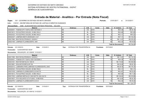 Por Entrada (Nota Fiscal) - sejudh - Governo do Estado de Mato ...