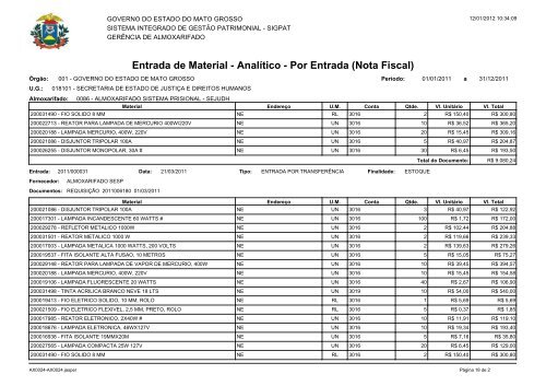 Por Entrada (Nota Fiscal) - sejudh - Governo do Estado de Mato ...