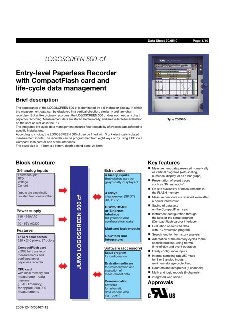 Entry-level Paperless Recorder with CompactFlash card and life ...