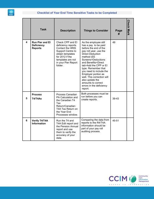 Checklist of Year End Time Sensitive Tasks to be Completed - CCIM