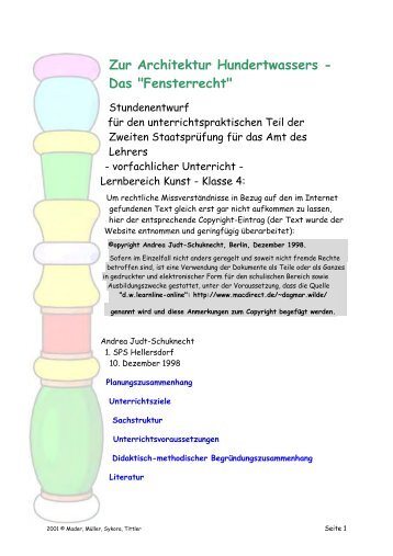 Zur Architektur Hundertwassers - Das "Fensterrecht" - Lehrerweb