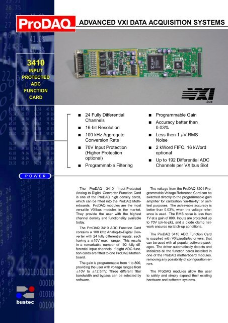 Prodaq 3410 24-Ch. ADC Function Card - Bustec