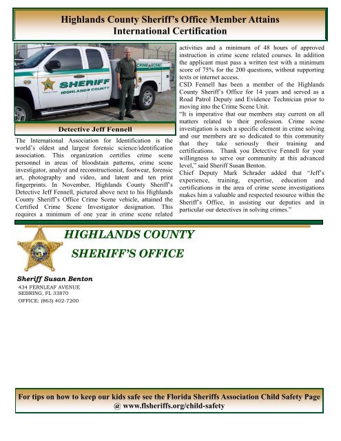 December - Highlands County Sheriff's Office