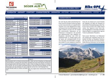 tourdaten anfahrt startort charakteristik varianten ... - Mtb Dolomites