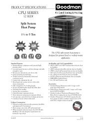 Goodman CPLJ Series Spec Sheet - Alpine Home Air Products