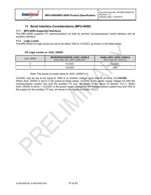 MPU-6000 and MPU-6050 Product Specification Revision 1.0