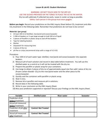 Lesson & Lab #2: Student Worksheet WARNING- DO ... - cosee se