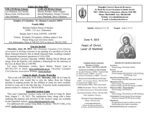 Feast of Christ, Lover of Mankind - St. Basil's Ukrainian Catholic Parish